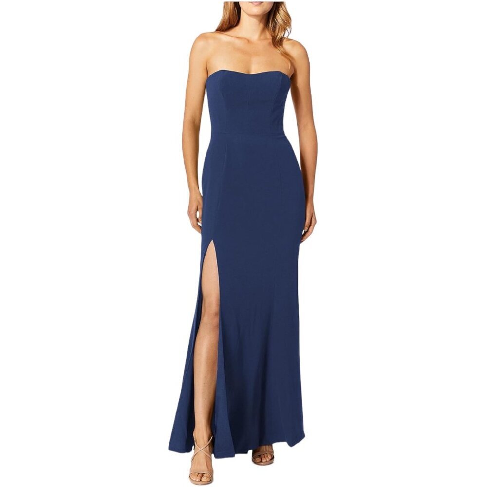 Dress The Population Women's NWT $298 Ellen Strapless Trumpet Gown, Blue Size XL